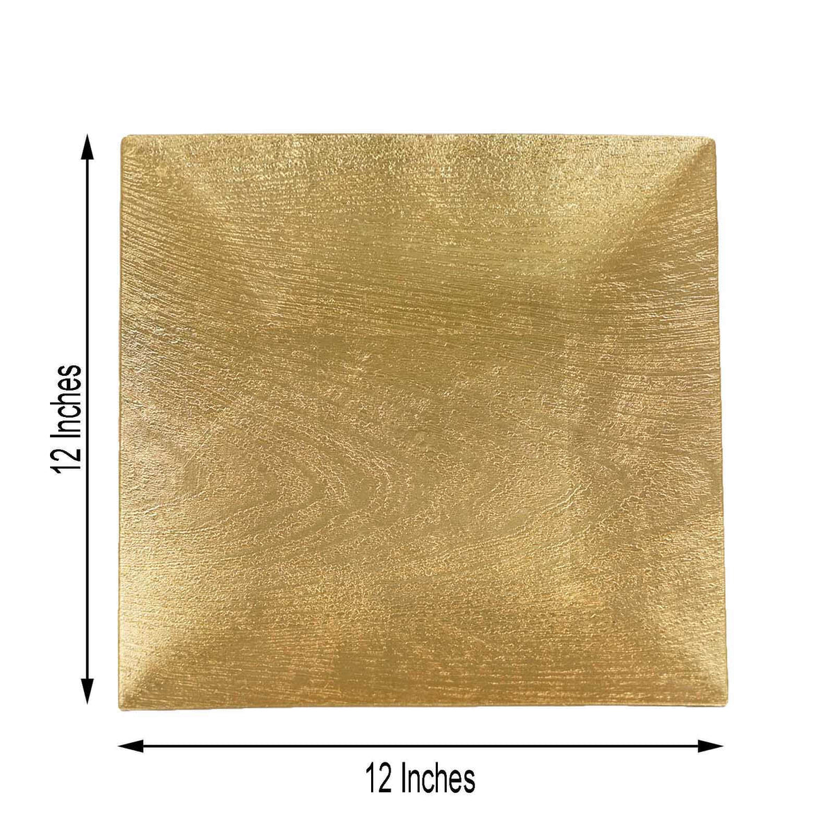 6-Pack Acrylic Charger Plates 12" Square Gold with Embossed Wood Grain - Boho Chic Dinner Party Decor Charger Tableware